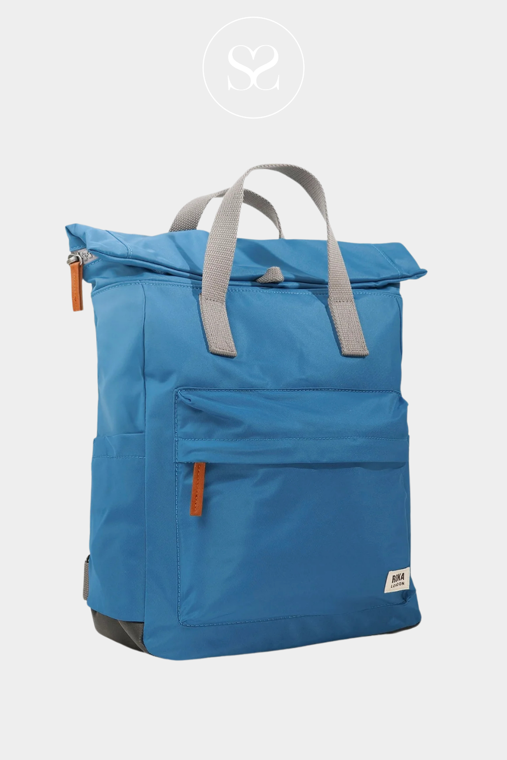 ROKA CANFIELD B MEDIUM SEAPORT ROLL TOP BACK PACK WITH WIDE MOUTH OPENING AND CHUNKY ZIP AND MAGNETIC HOLDERS