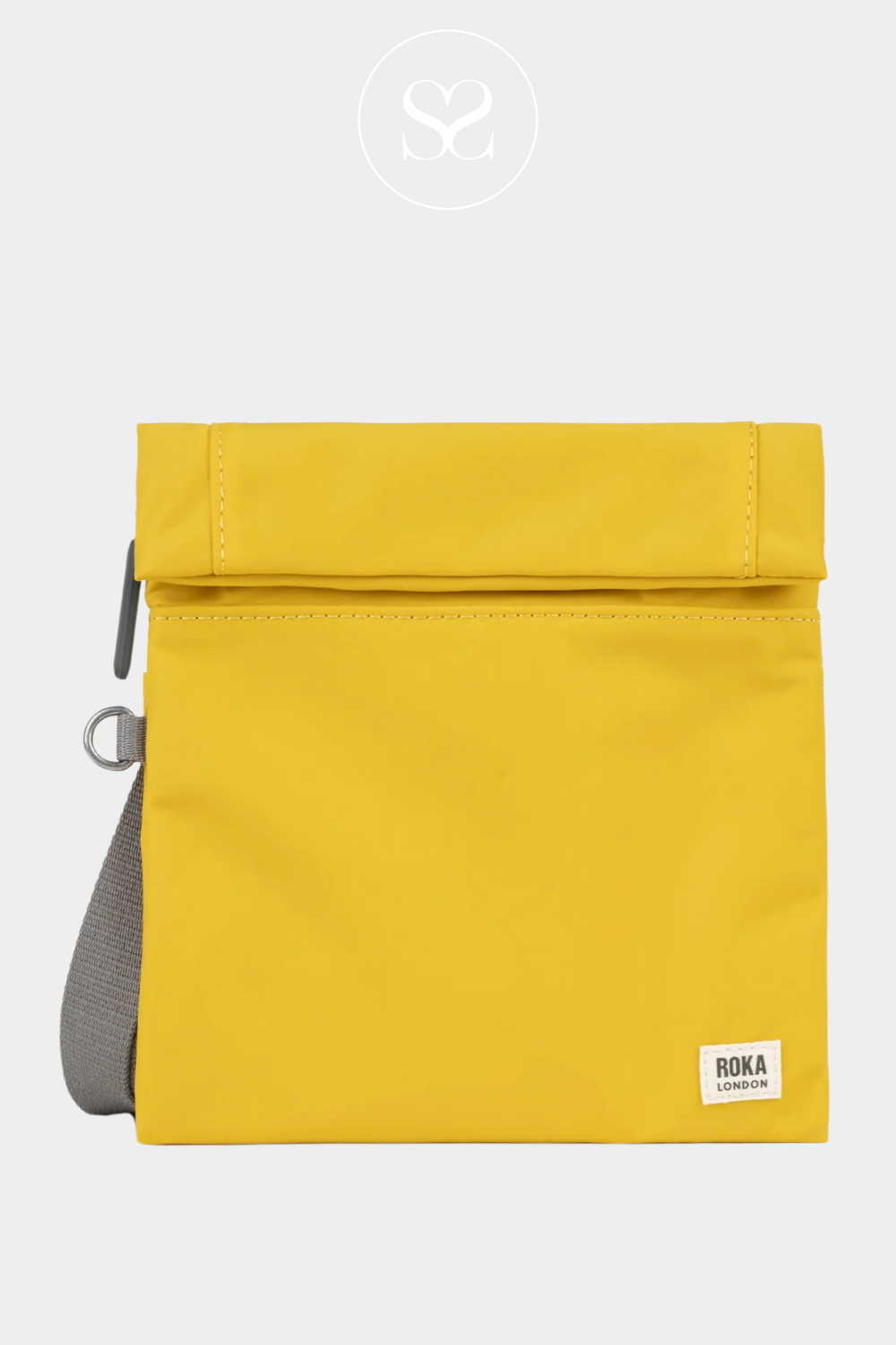 ROKA STRATFORD SMALL MUSTARD WEATHER-RESISTANT ROLL TOP BAG WITH INSIDE POCKETS 