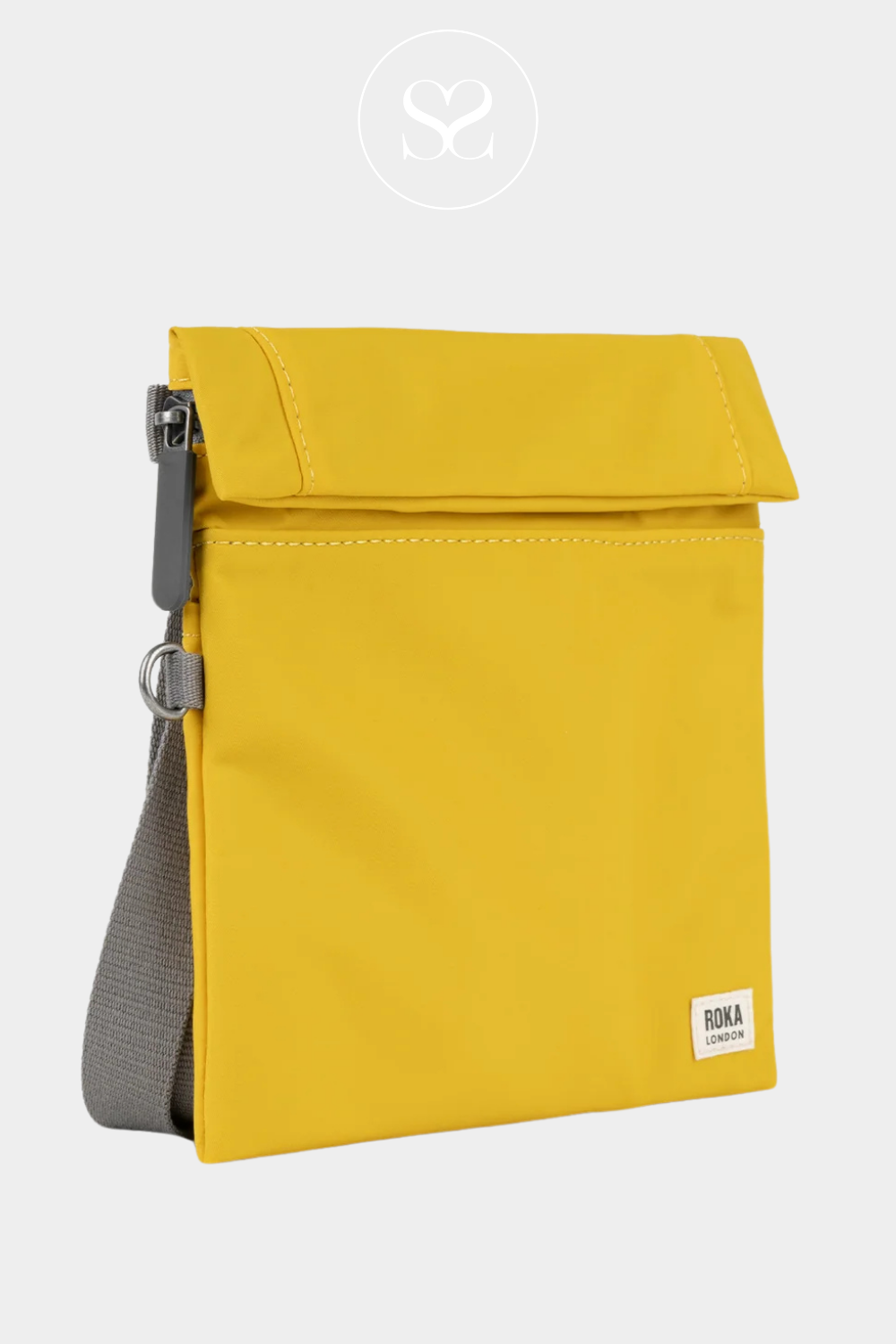 ROKA STRATFORD SMALL MUSTARD WATERPROOF FRONT ZIP ROLL TOP BAG