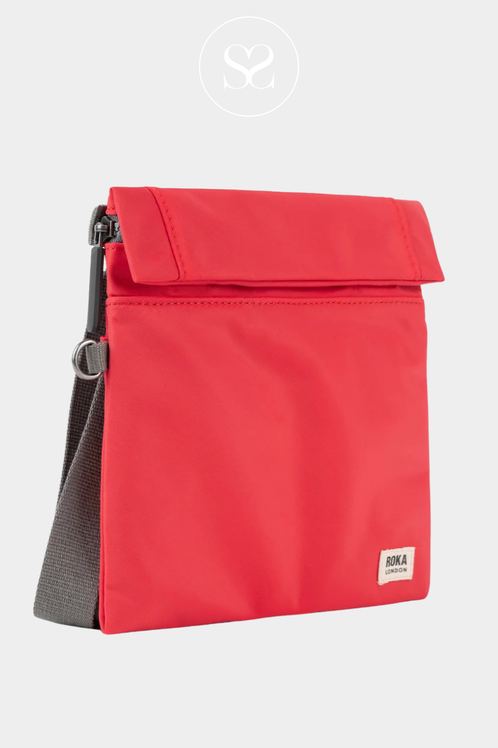 ROKA STRATFORD SMALL POPPY BAG WEATHER-RESISTANT REPURPOSED NYLON MATERIAL WITH FRONT ZIP POCKET