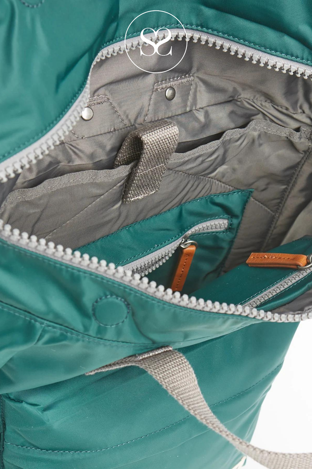 Ladies waterproof backpack from Roka London in teal