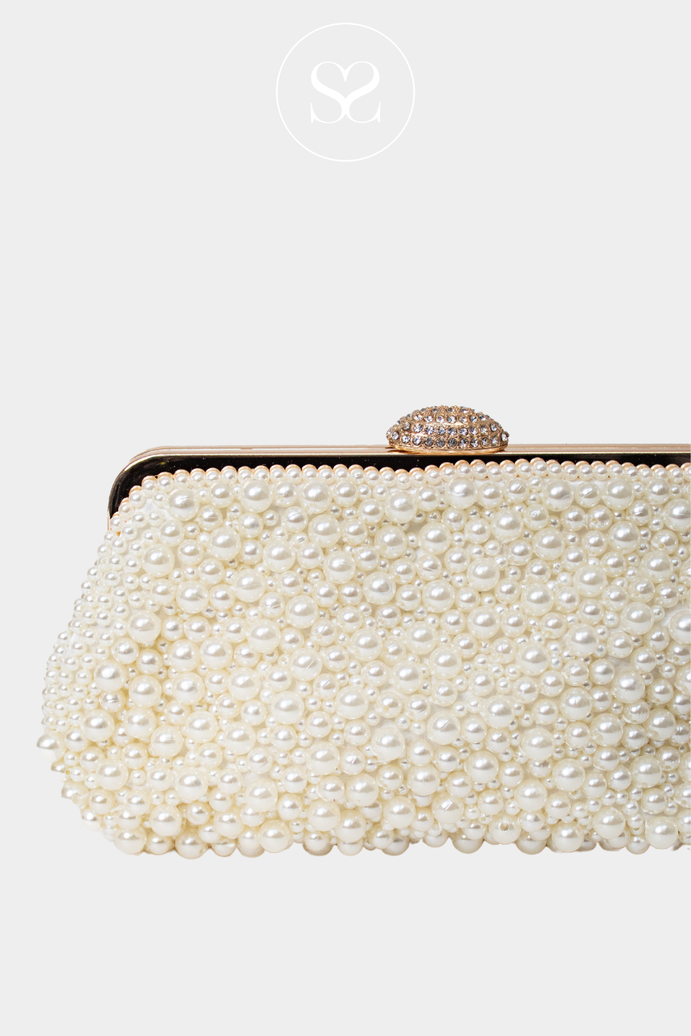 SHENEIL 4553 IVORY CREAM PEARL CLUTCH OCCASSION PARTYWEAR BAG WITH CLASP