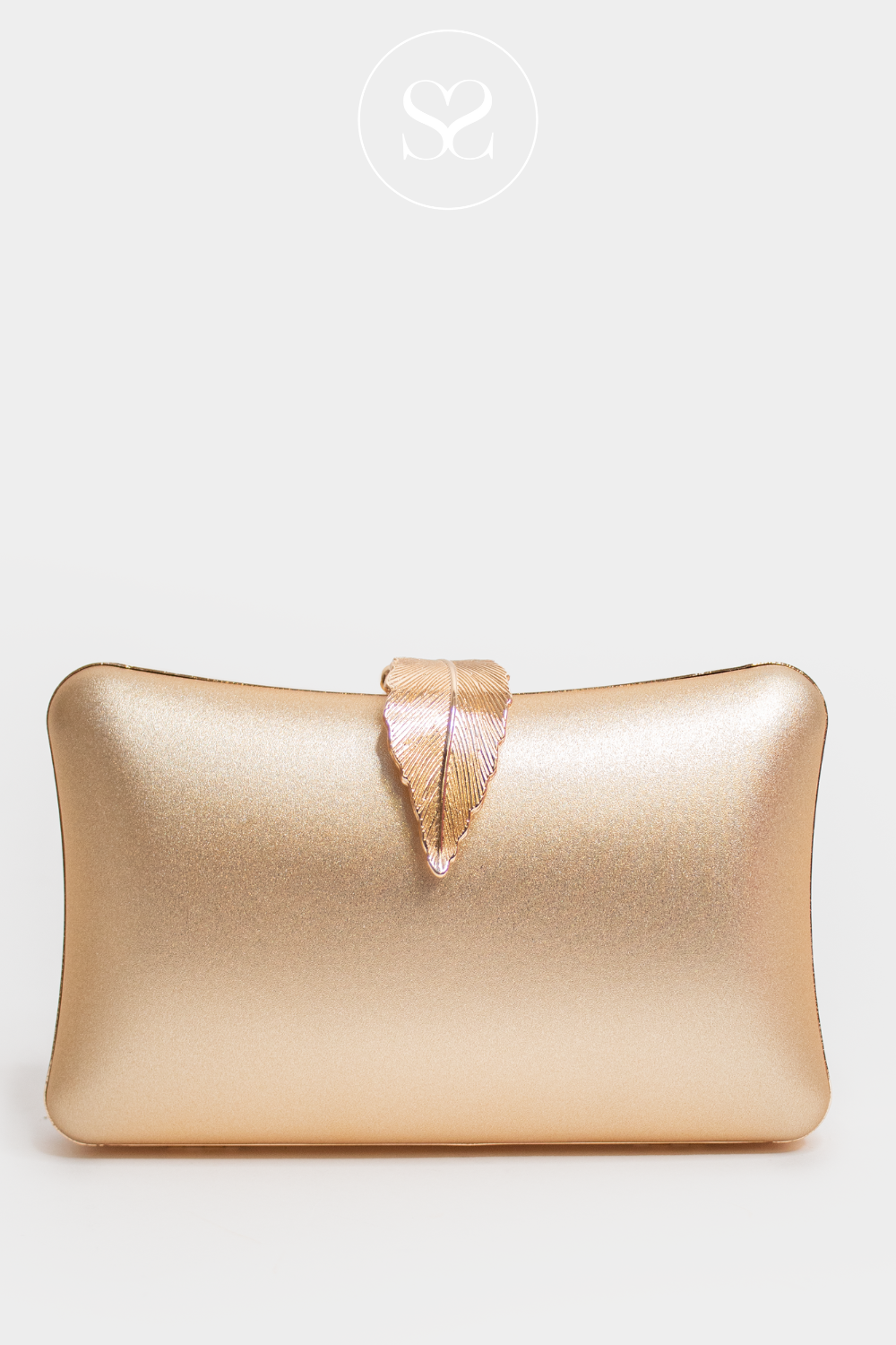 SHENEIL GOLD BOX OCCASSION CLUTCH WITH LEAF CLASP