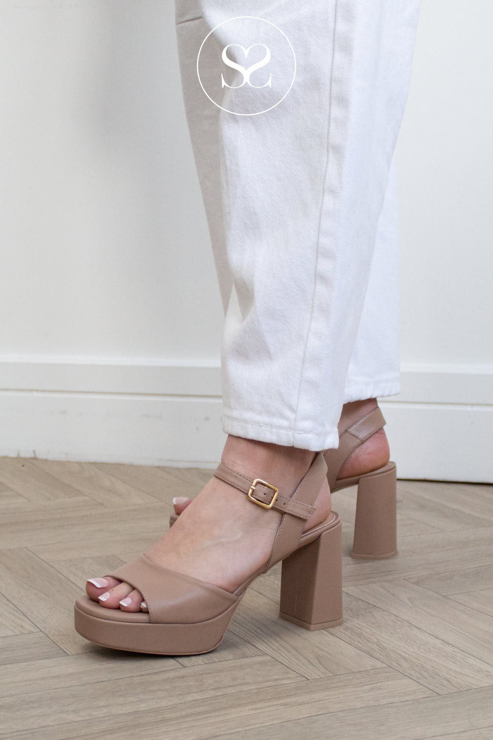 Unisa Nude Platform Block Heeled Sandals- Odran