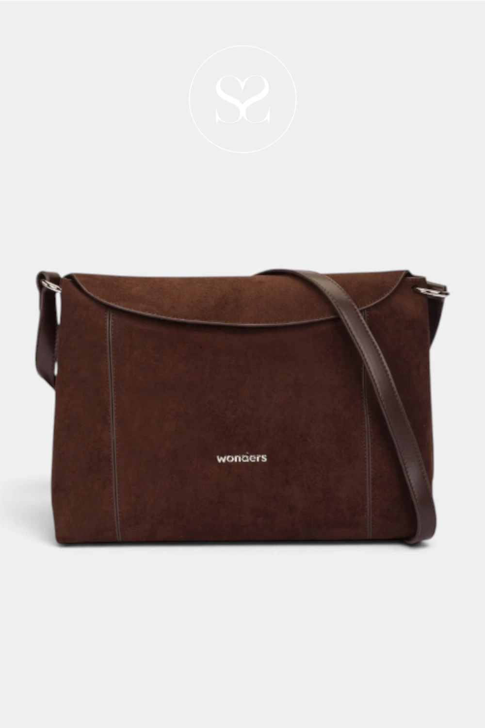 Wonders Brown Suede Cross-Body Bag — WB-56008 for women - Ireland