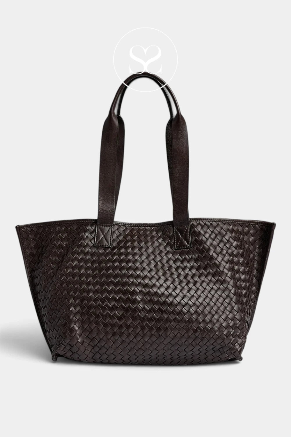 Depeche Chocolate Brown Woven Leather Shopper 17424