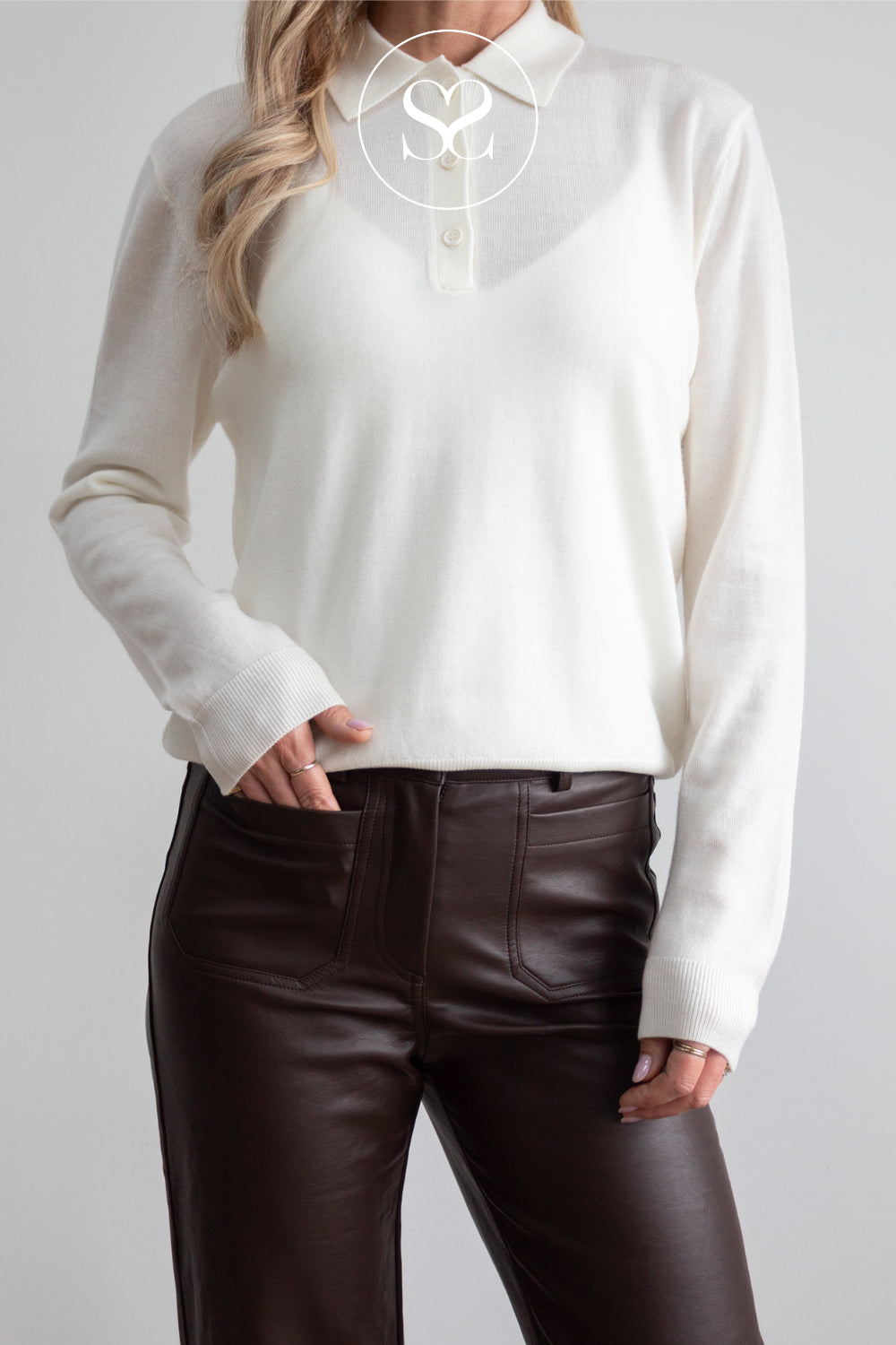 Brown Coated Straight Trousers — P948A