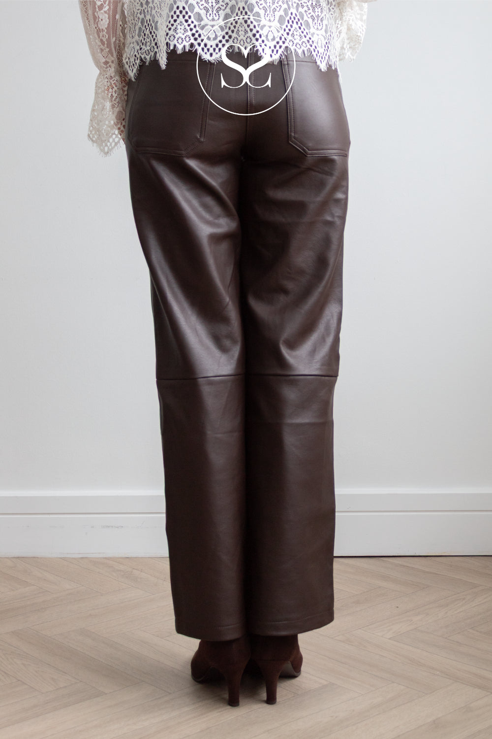 Brown Coated Straight Trousers — P948A