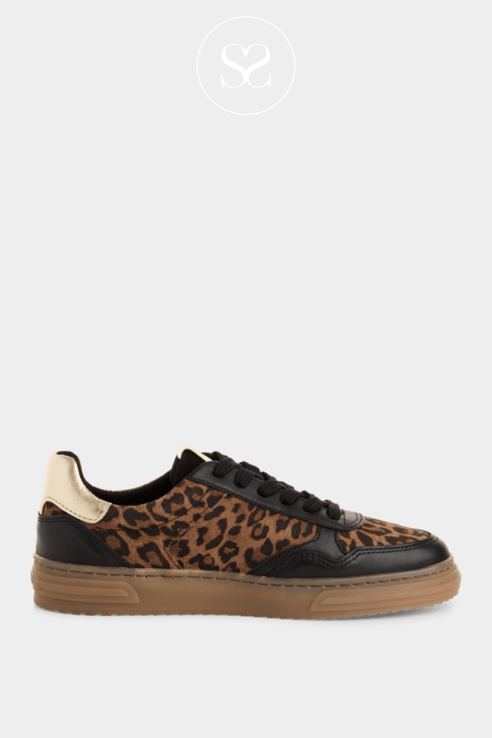 TAMARIS 1-23617-42 BLACK/LEOPARD SPORTY FLATFORM TRAINERS