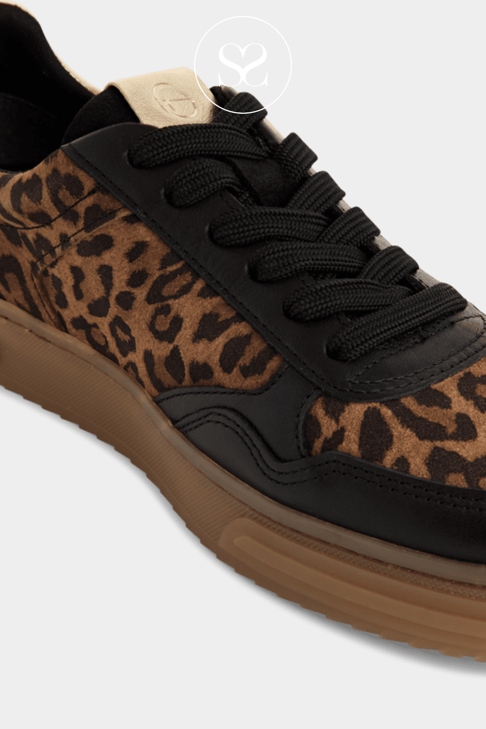 TAMARIS 1-23617-42 BLACK/LEOPARD SPORTY FLATFORM TRAINERS