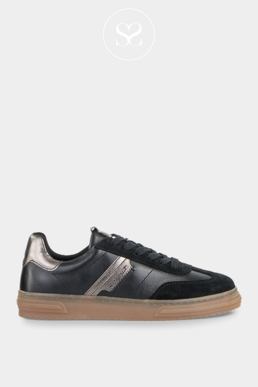 TAMARIS 1-23788-42 BLACK LEATHER SPORTY TRAINERS