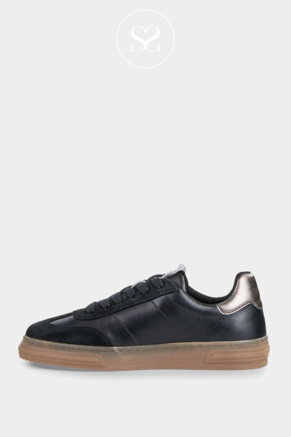 TAMARIS 1-23788-42 BLACK LEATHER SPORTY TRAINERS