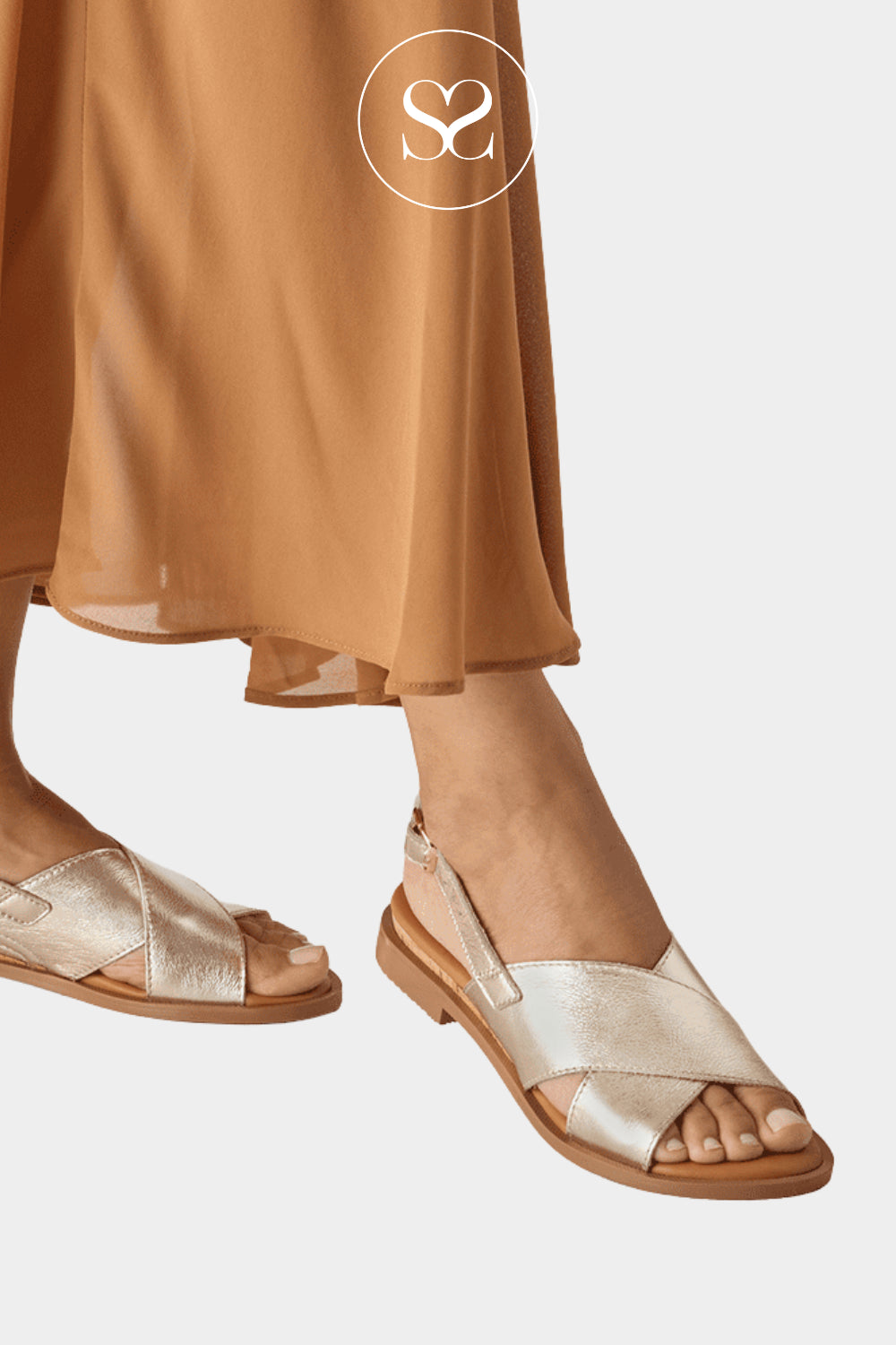 comfortable gold leather flat sandals for women available in Ireland