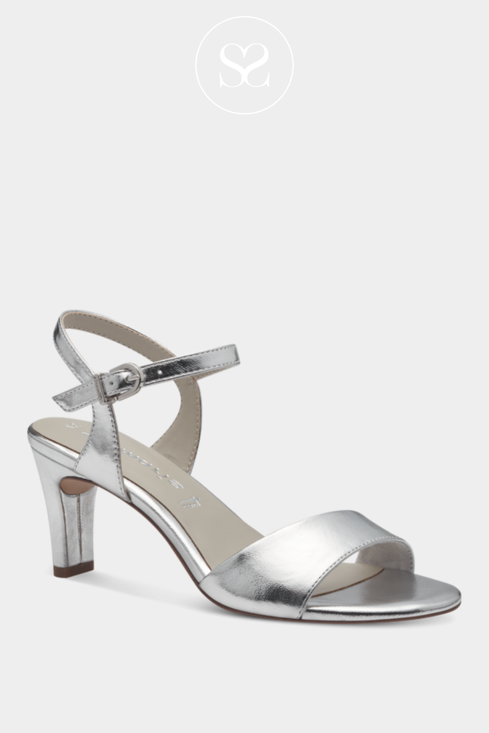 TAMARIS 1-28008-42 SILVER BLOCK HEEL SANDALS