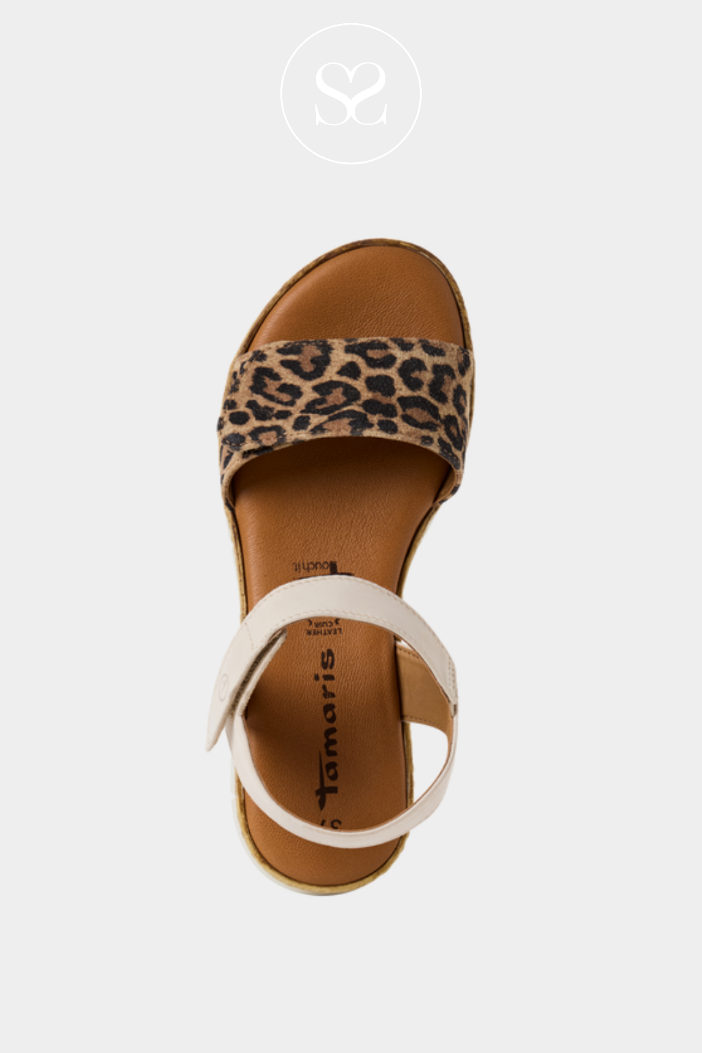 TAMARIS 1-28220-44 LEATHER LEOPARD IVORY WEDGE SANDALS