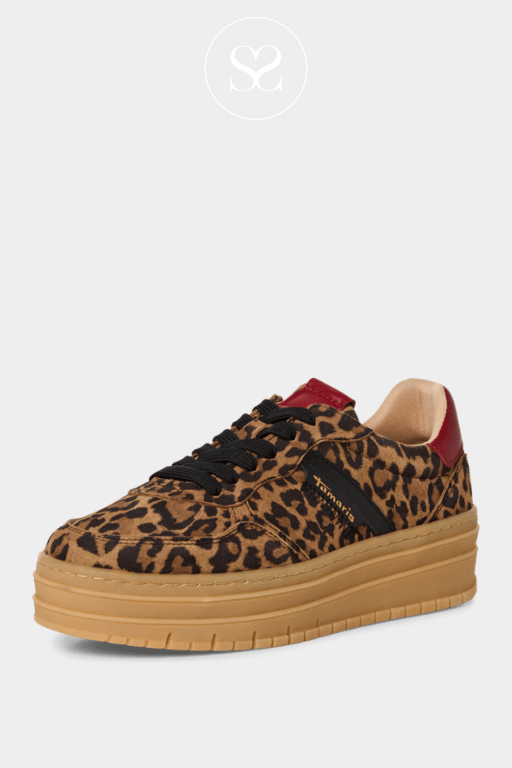 TAMARIS 1-23783-43 LEATHER LEOPARD CHUNKY FLATFORM TRAINERS