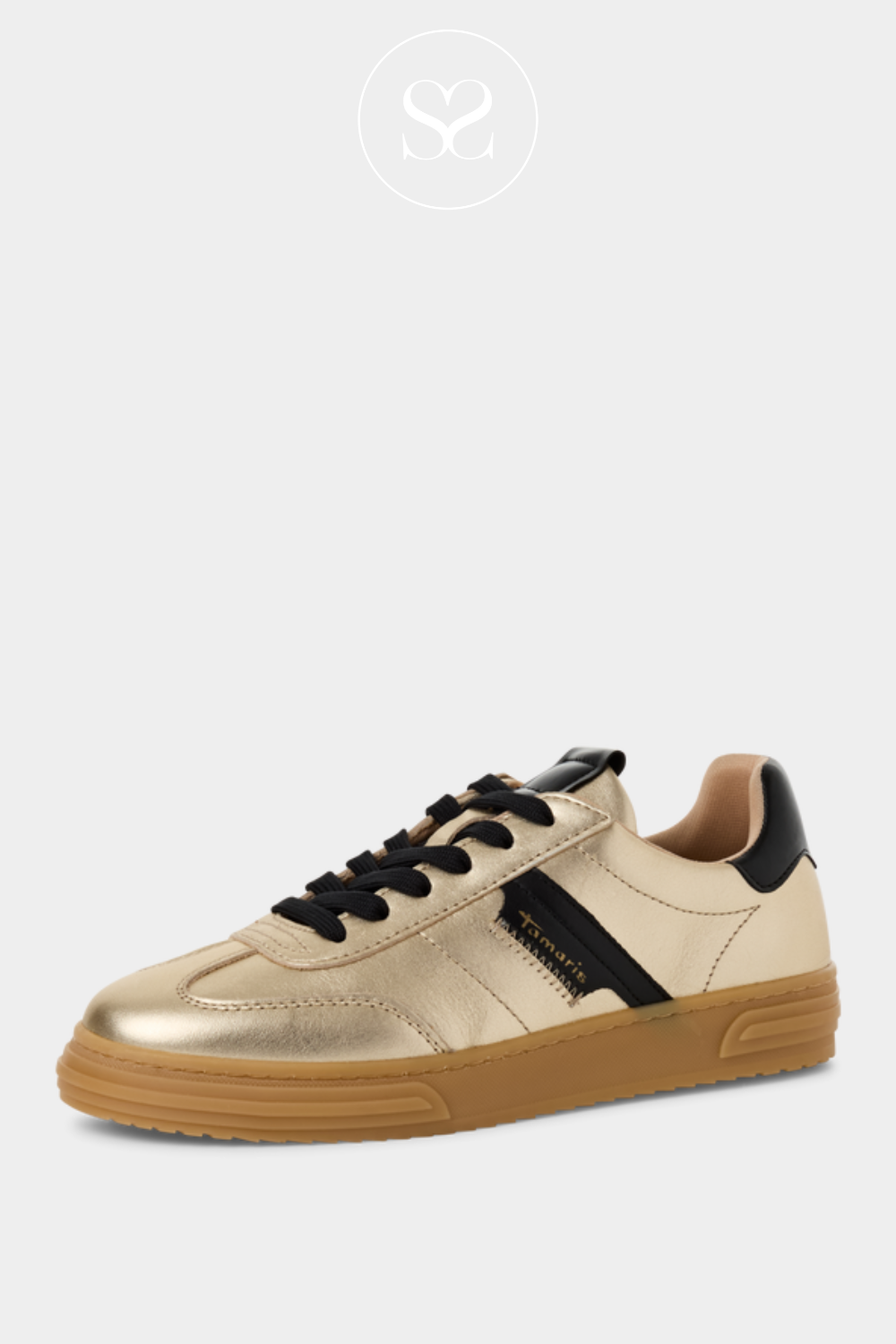 TAMARIS 1-23788-42 GOLD LEATHER SPORTY TRAINERS