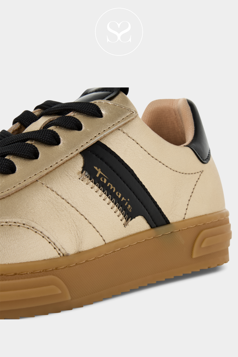 TAMARIS 1-23788-42 GOLD LEATHER SPORTY TRAINERS