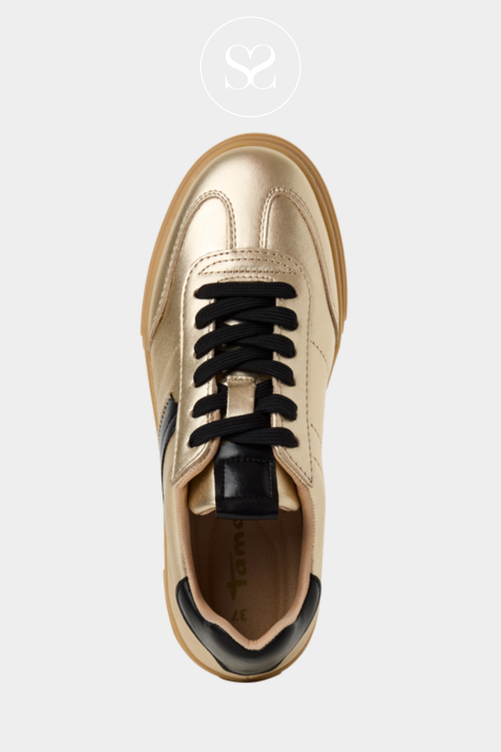 TAMARIS 1-23788-42 GOLD LEATHER SPORTY TRAINERS