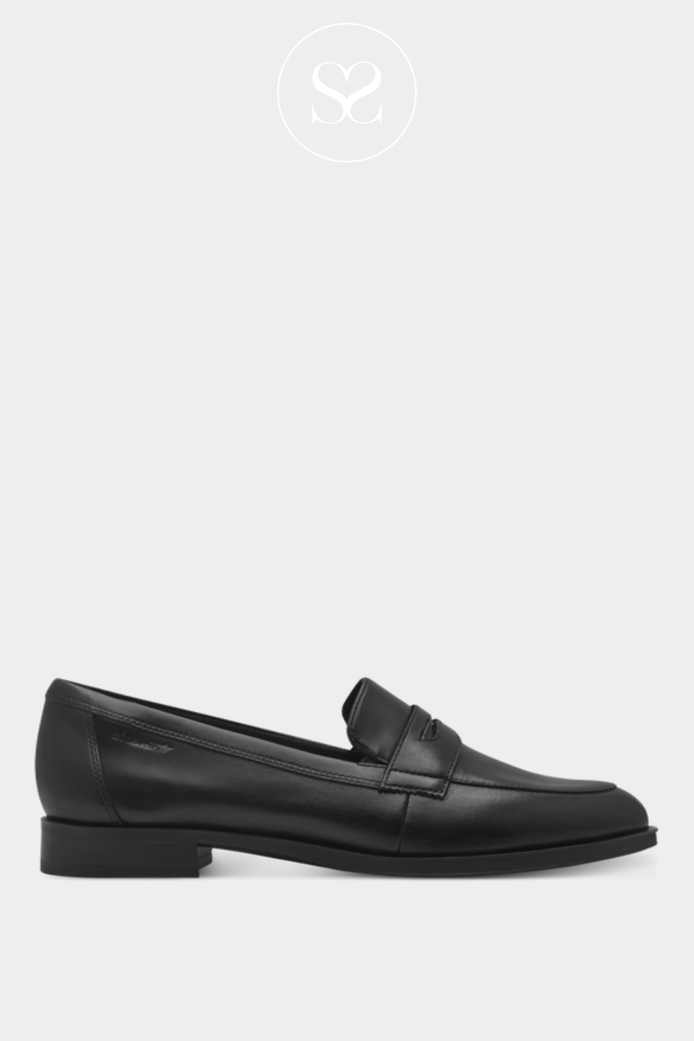 TAMARIS 1-24202-44 BLACK LEATHER BLOCK HEEL LOAFERS