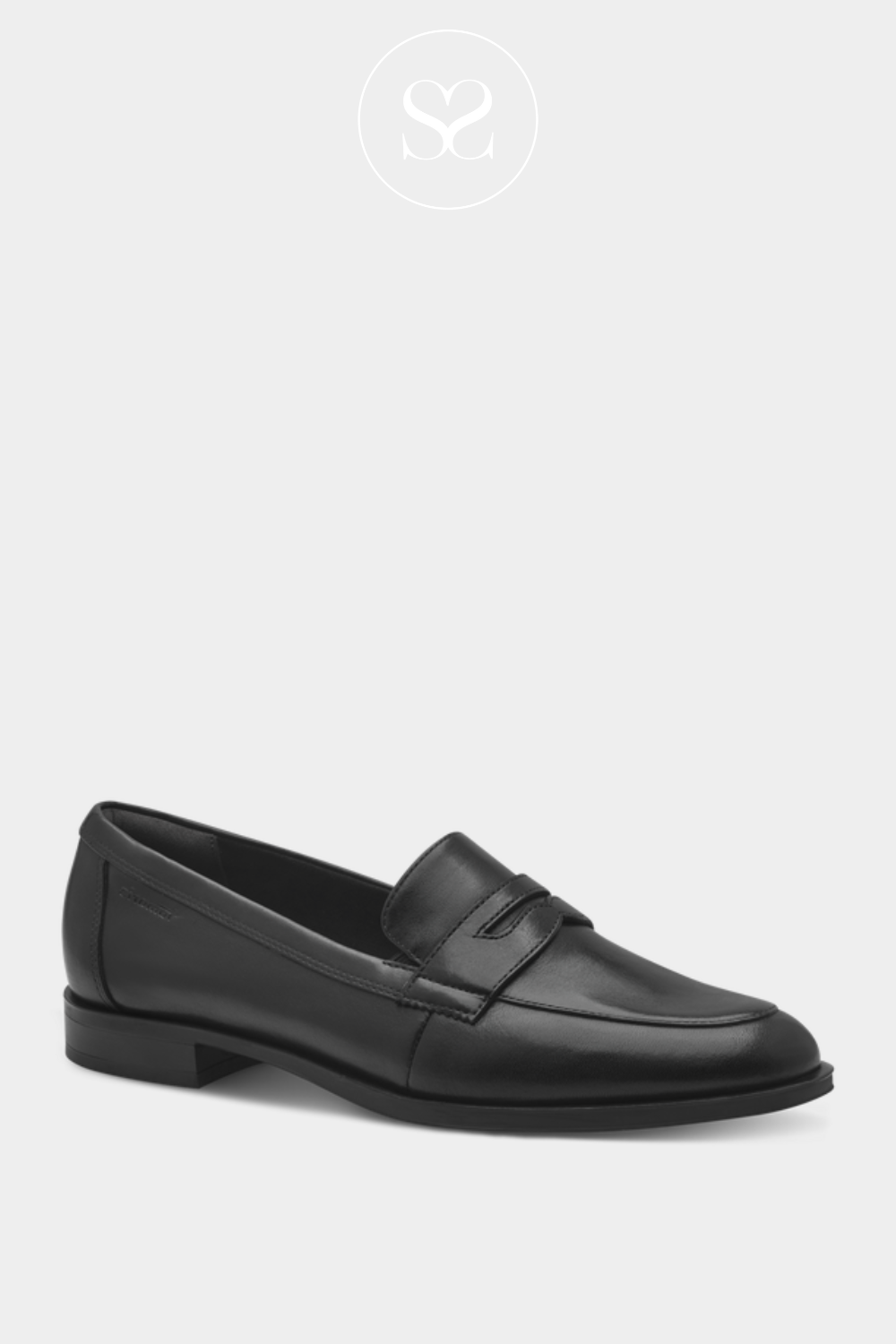 TAMARIS 1-24202-44 BLACK LEATHER BLOCK HEEL LOAFERS