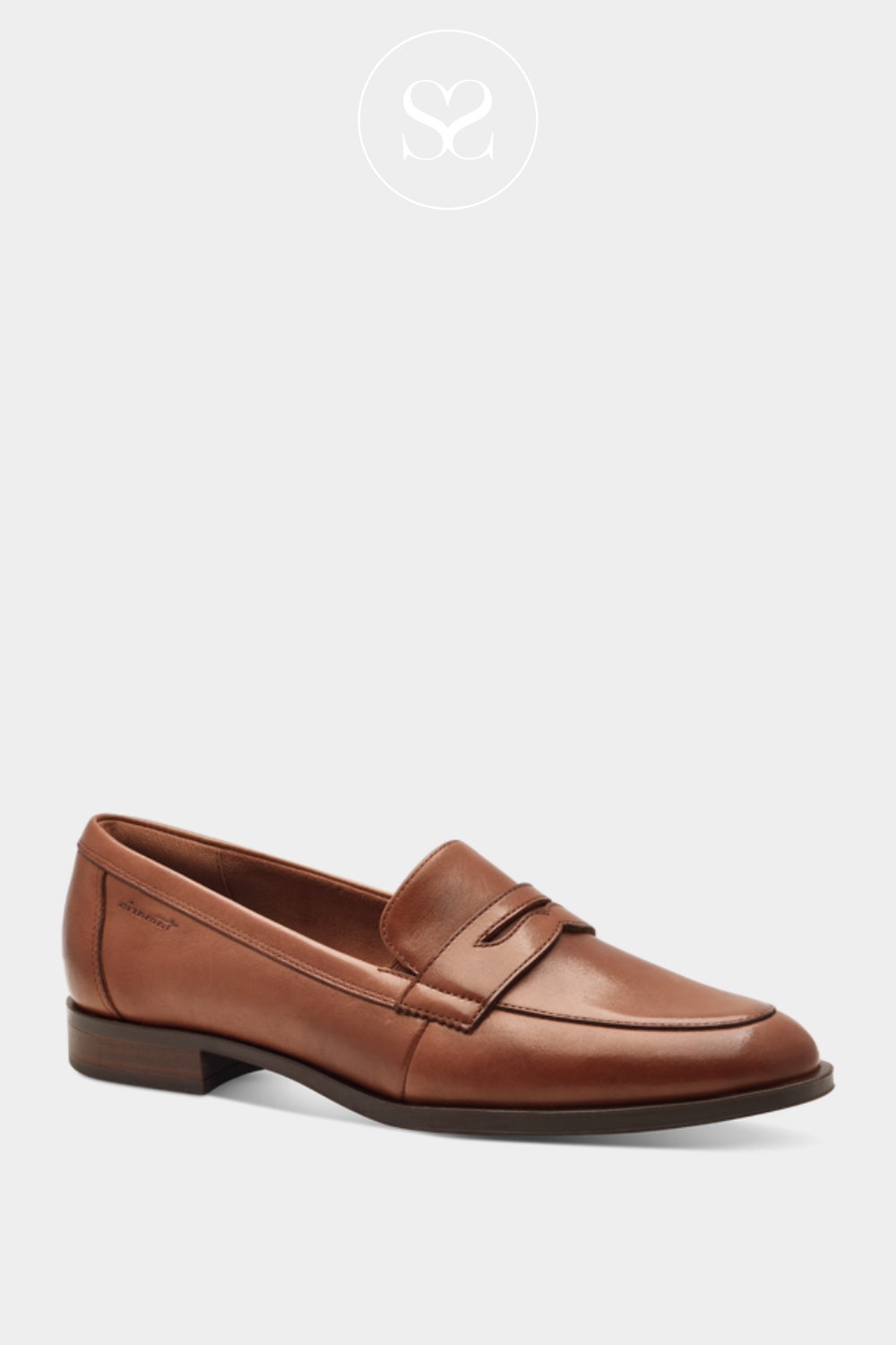 TAMARIS 1-24202-44 TAN LEATHER BLOCK HEEL LOAFERS