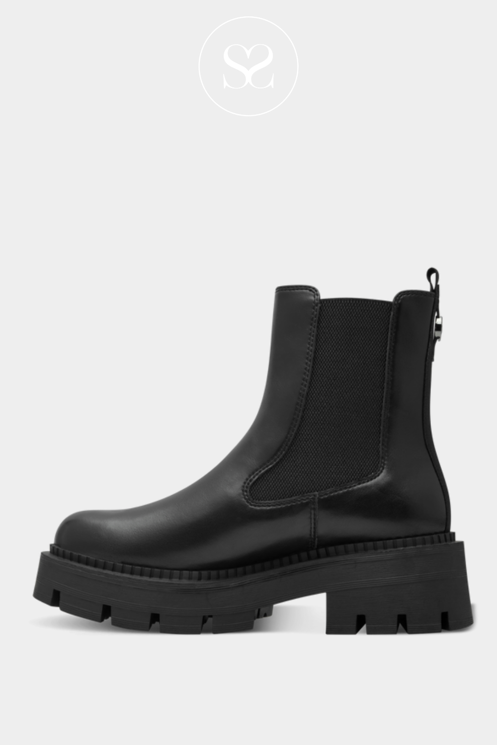 TAMARIS 1-25408-41 BLACK CHUNKY CHELSEA BOOTS