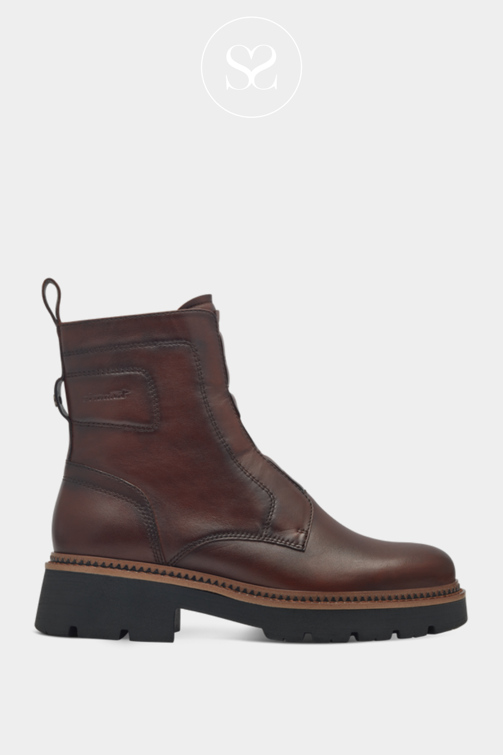 TAMARIS 1-25420-43 BROWN LEATHER ANKLE BOOTS