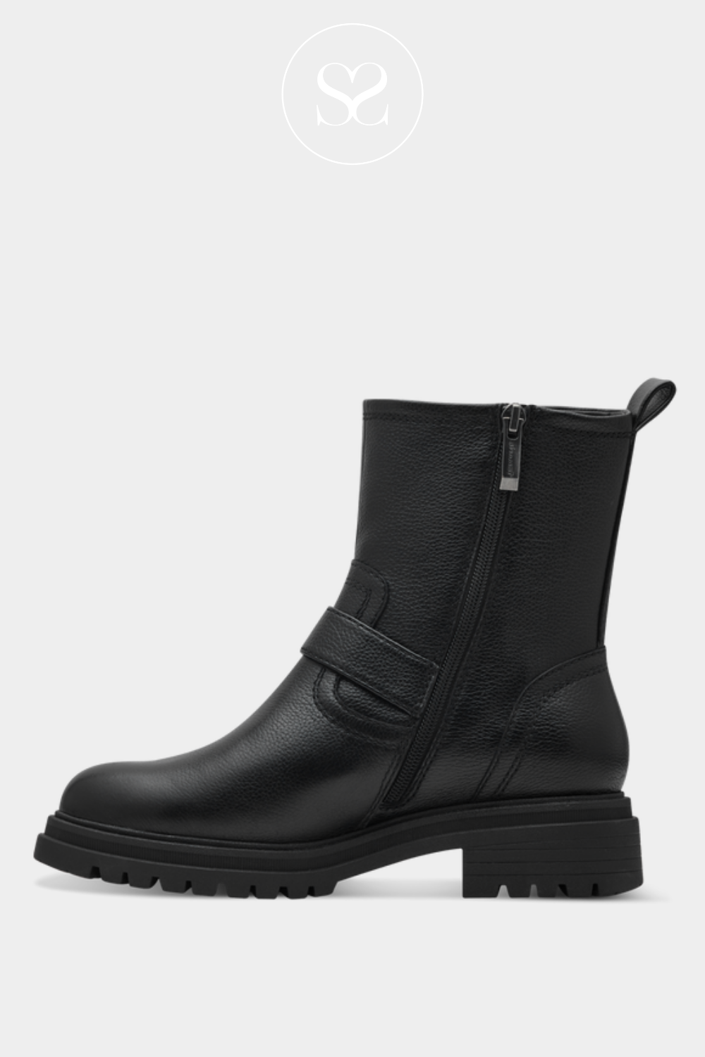 TAMARIS 1-25480-43 BLACK LEATHER BIKER BOOTS