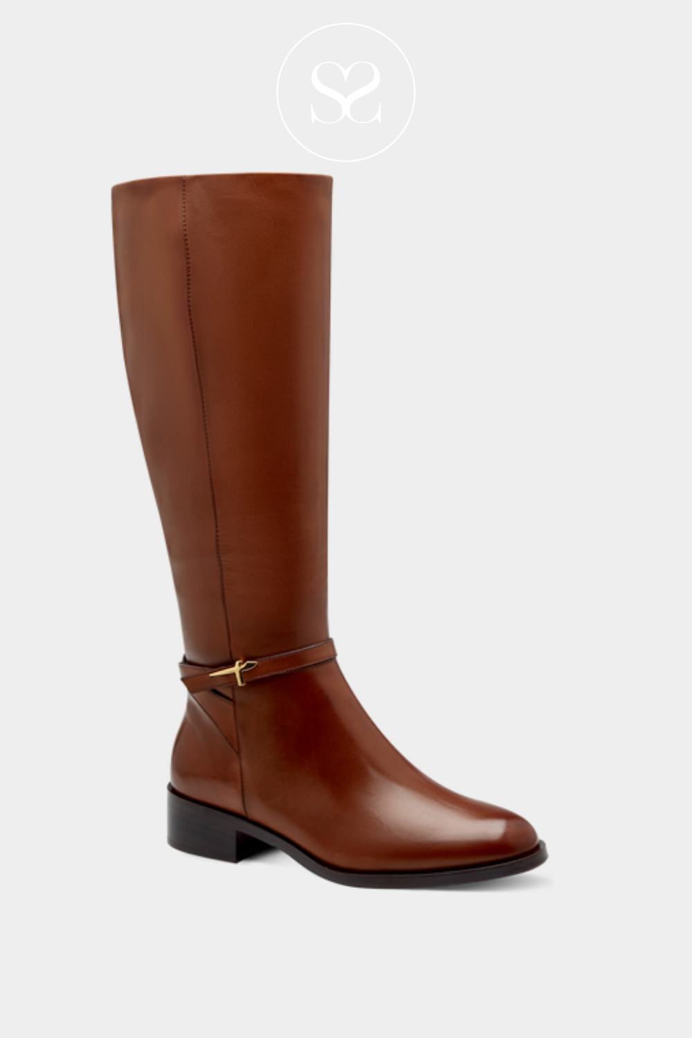 Tan leather knee high flat boots clearance