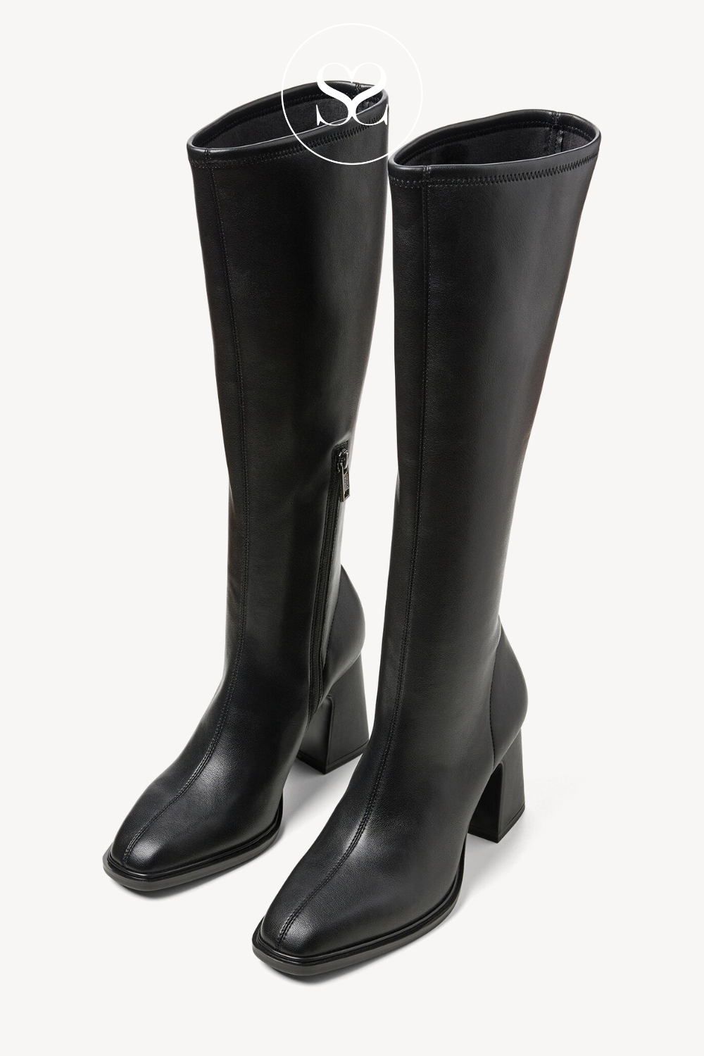 TAMARIS 1-25548-43 BLACK BLOCK HEEL KNEE HIGH BOOTS