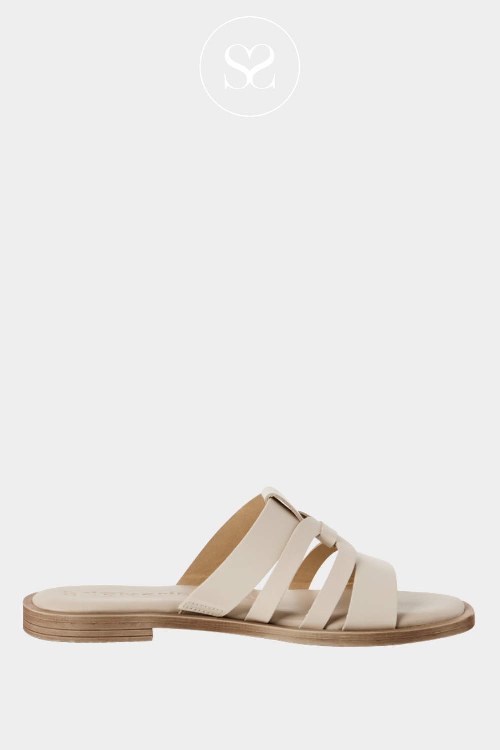 TAMARIS 1-27103-42 IVORY LEATHER SLIDER BLOCK HEEL SANDALS 