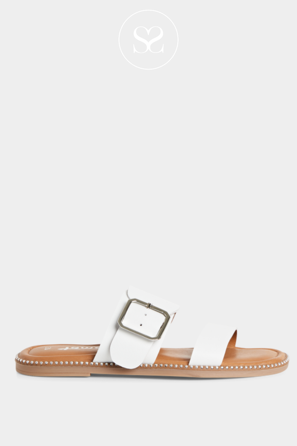 WHITE SLIDER SANDALS FROM TAMARIS