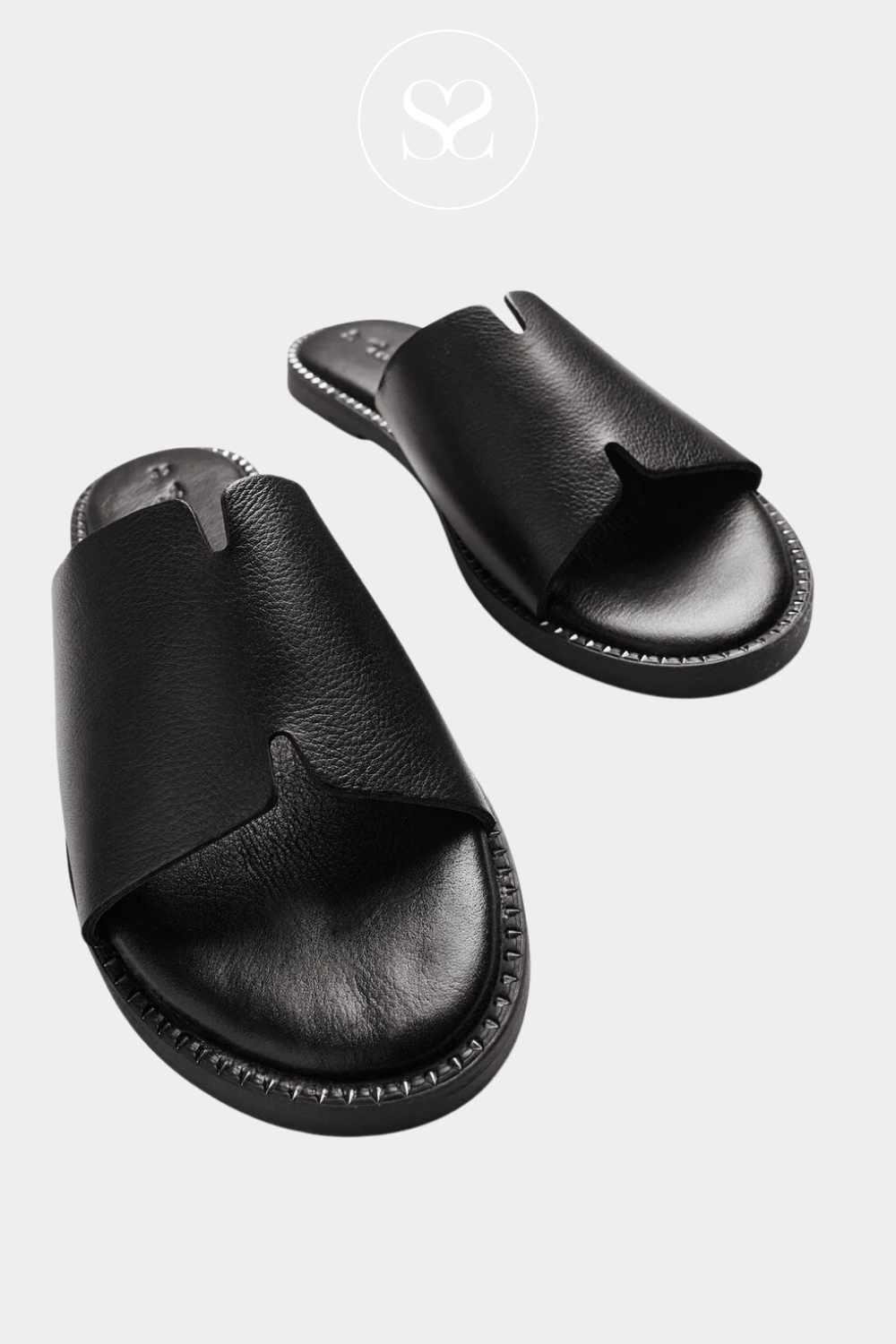 TAMARIS 1-27135-42 BLACK LEATHER SLIP-ON SANDALS WITH OPEN TOE