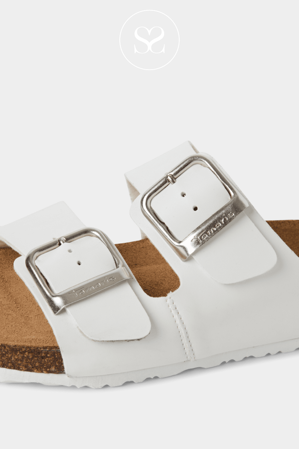 TAMARIS 1-27503-42 WHITE DOUBLE STRAP SLIDER SANDALS