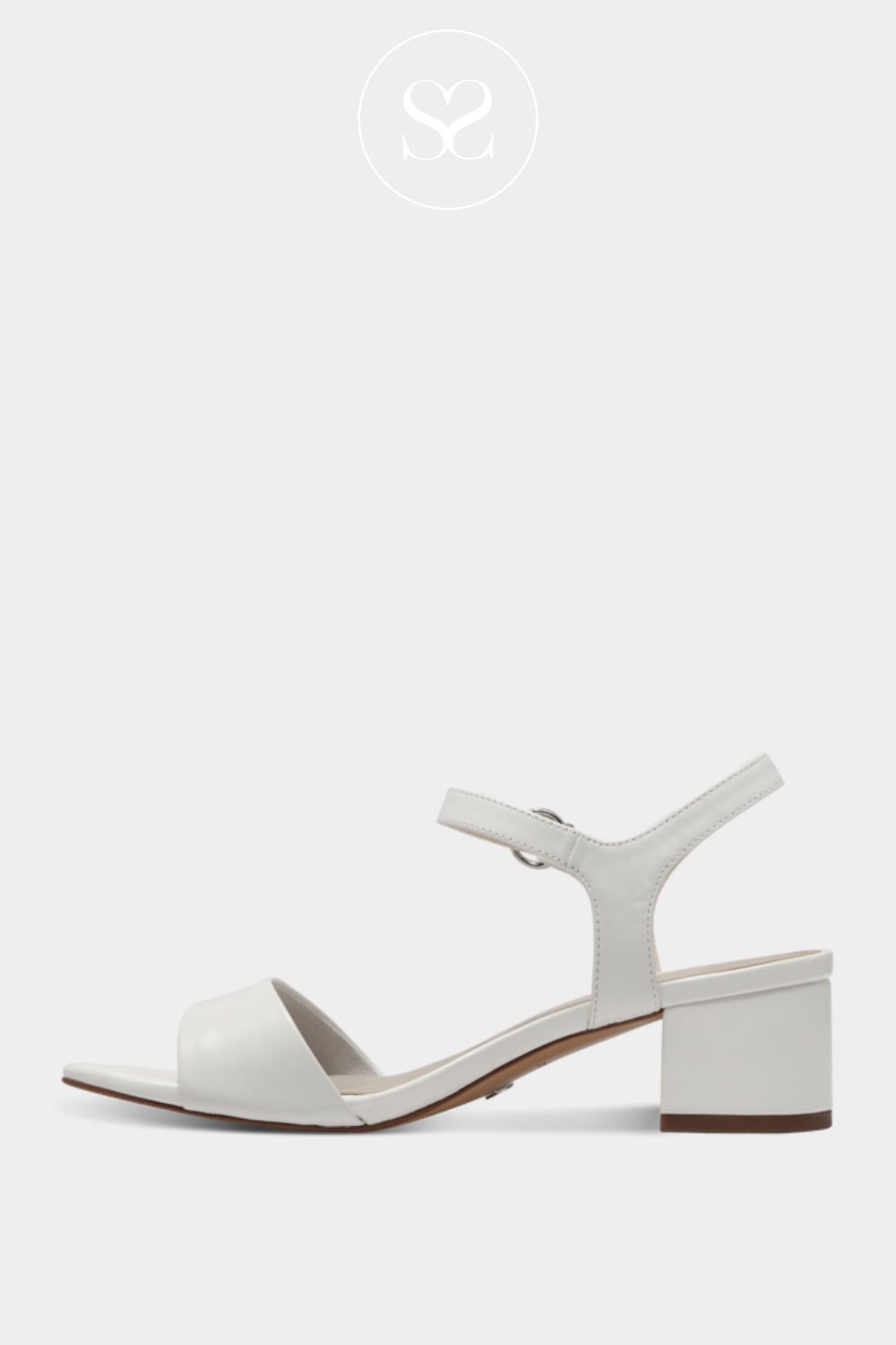 TAMARIS 1-28250-42 WHITE LEATHER BLOCK HEEL SANDALS