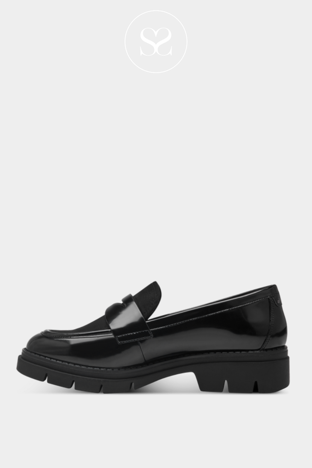 TAMARIS 124313 BLACK LEATHER CHUNKY LOAFER . TAMARIS FOR SALE PURCHASE TO BUY IRELAND.