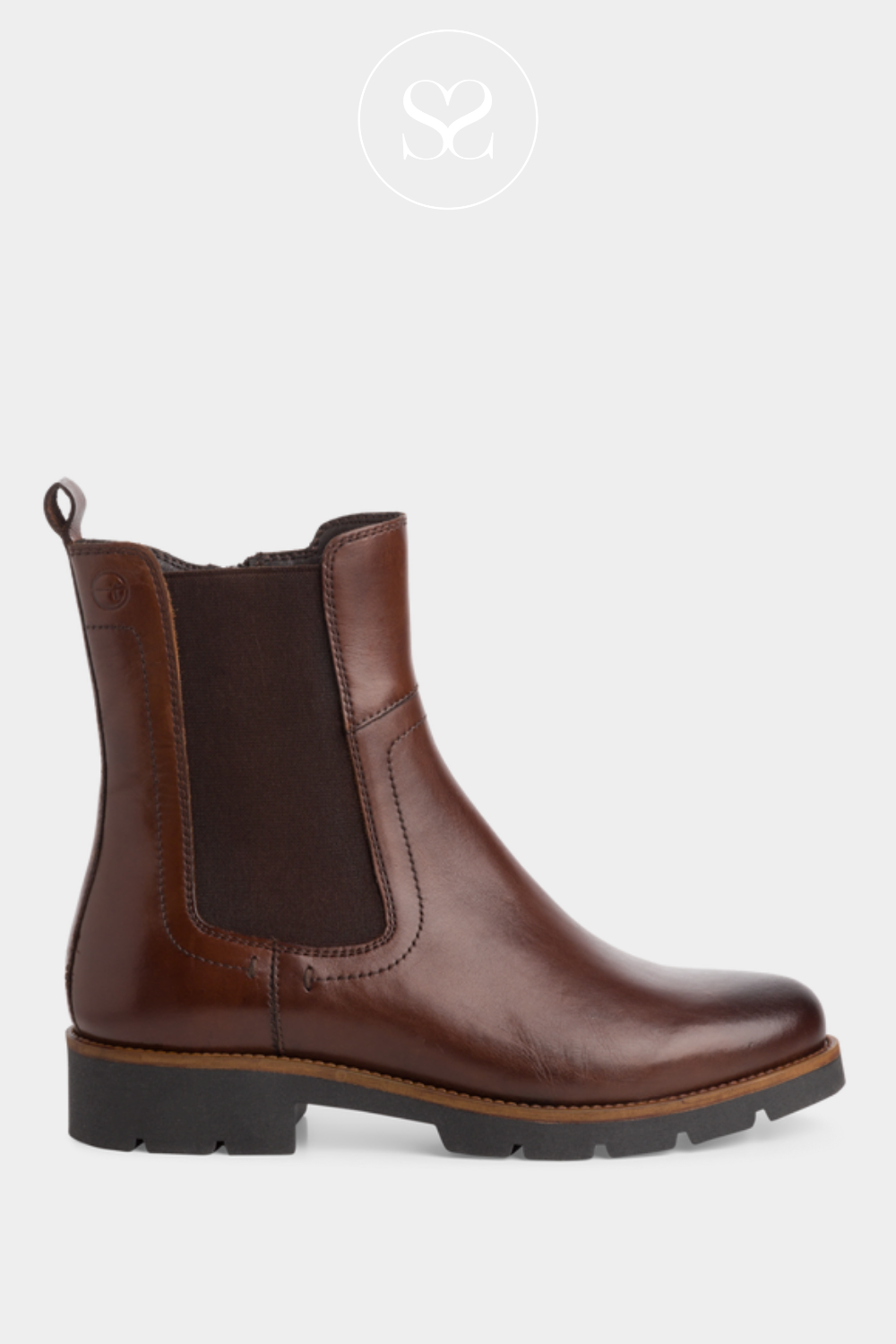 TAMARIS 125025 BROWN LEATHER FLAT CHELSEA BOOTS. TAMARIS FOR SALE PURCHASE TO BUY IRELAND.