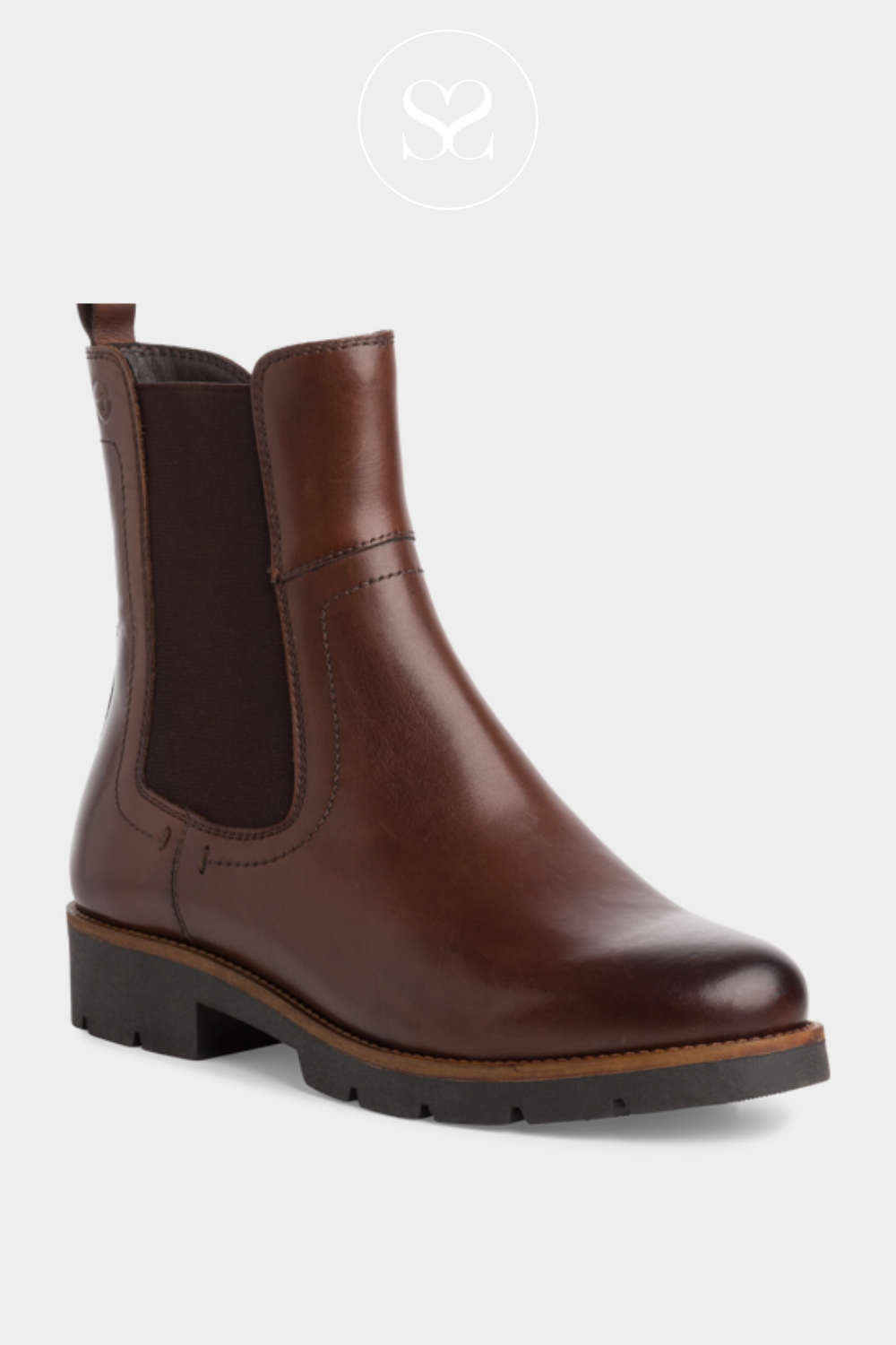 TAMARIS 125025 BROWN LEATHER FLAT CHELSEA BOOTS. TAMARIS FOR SALE PURCHASE TO BUY IRELAND.