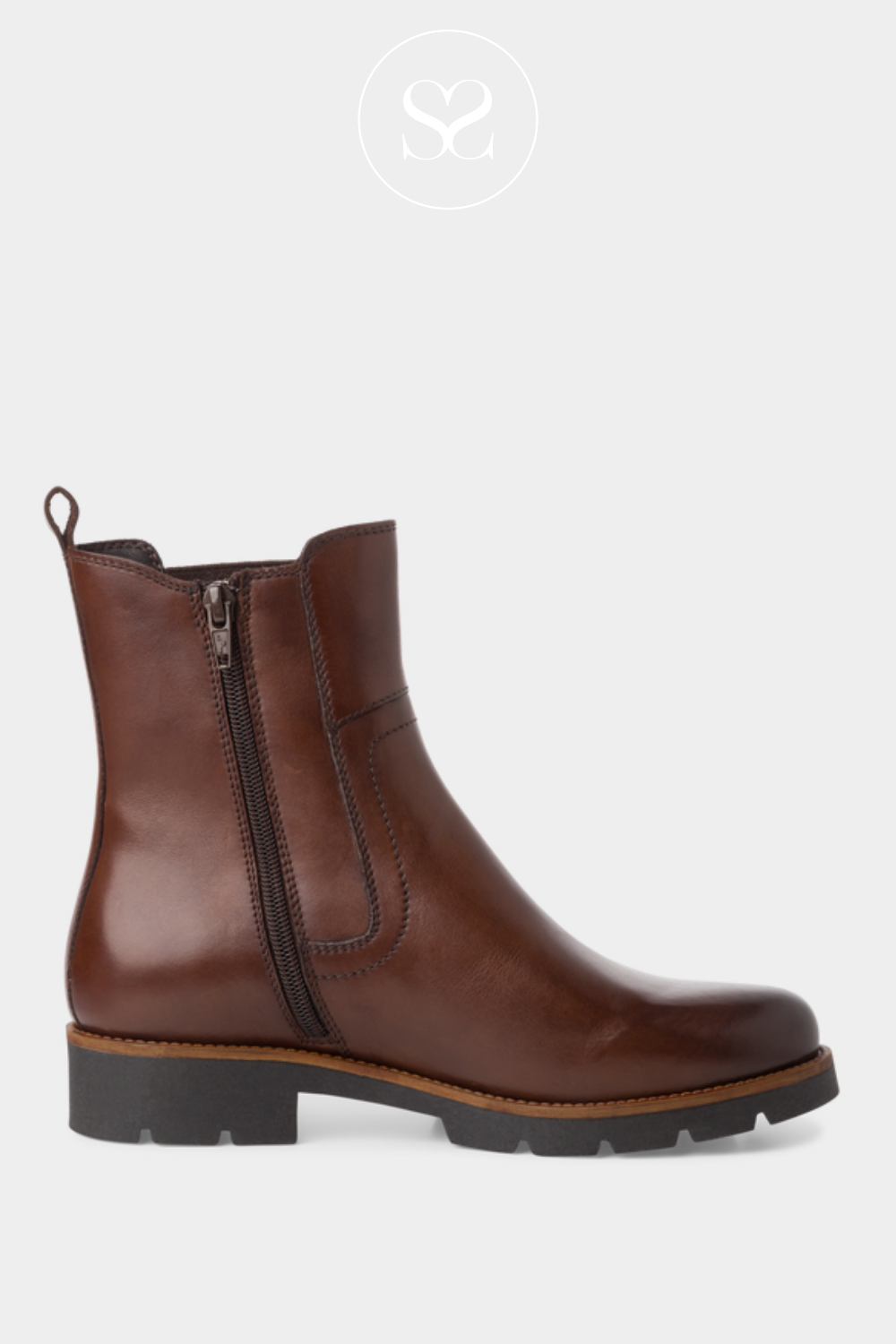 TAMARIS 125025 BROWN LEATHER FLAT CHELSEA BOOTS. TAMARIS FOR SALE PURCHASE TO BUY IRELAND.