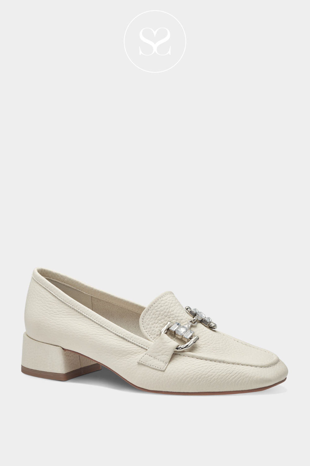 TAMARIS 1-24310-42 OFF WHITE IVORY CREAM LEATHER HEELED LOAFERS