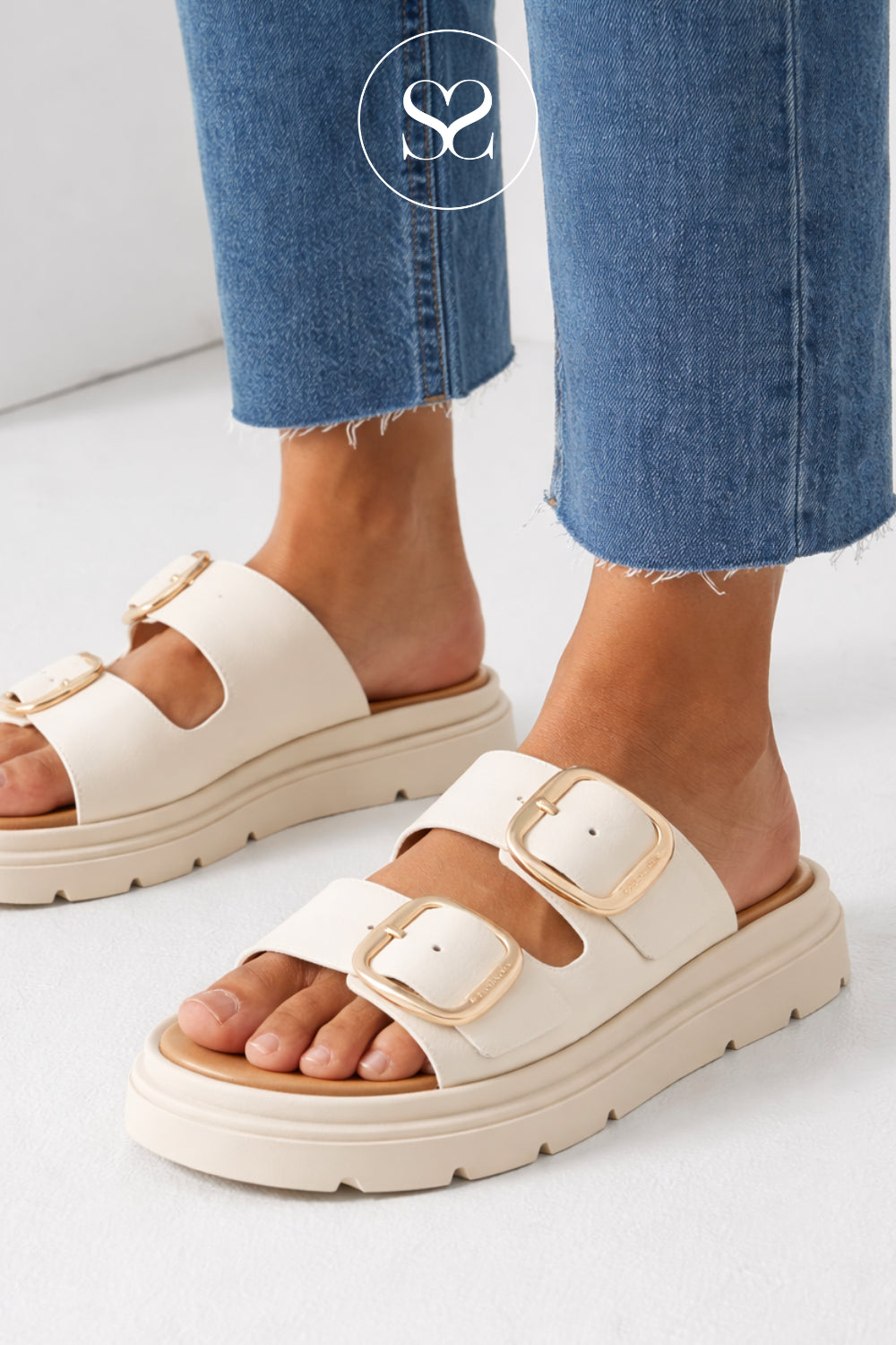 Tamaris Off-White Chunky Slider Sandals 1-27239-42