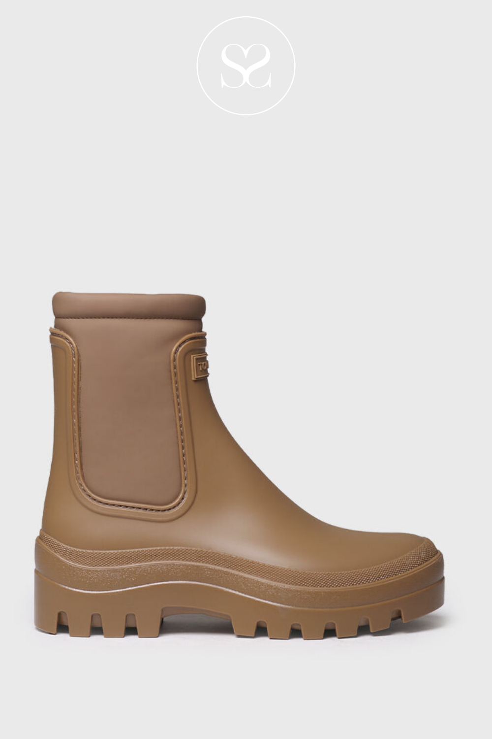 TONI PONS CASCAIS CAMEL WATERPROOF WELLINGTON ANKLE BOOT WITH INSIZE ZIP