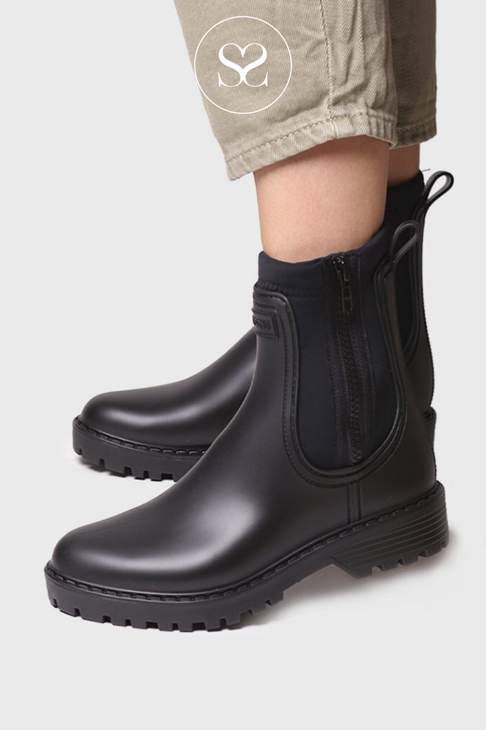 TONI PONS CLAIS BLACK WELLINGTON BOOT WITH SIDE ZIP, WATERPROOF