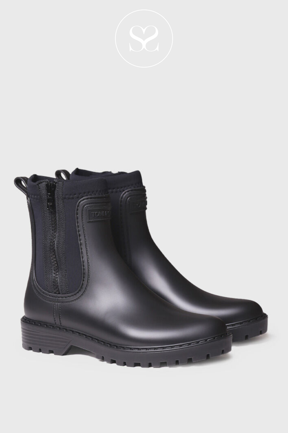 TONI PONS CLAIS BLACK WELLINGTON BOOT WITH SIDE ZIP, WATERPROOF