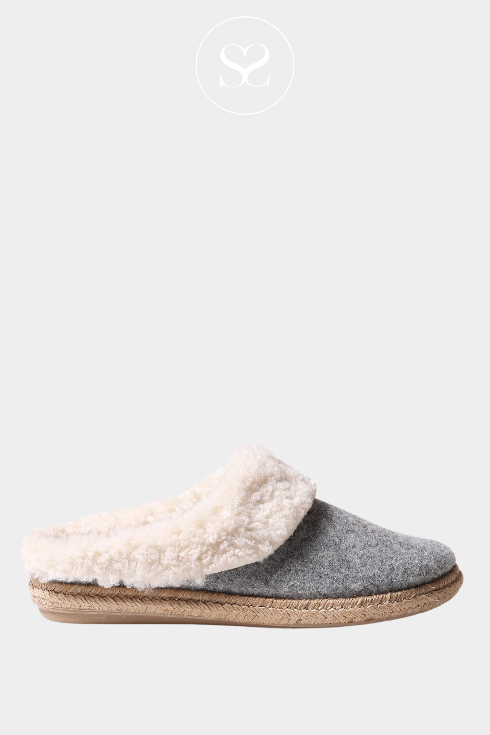 TONI PONS DELI BF GREY WOOL LOOK SLIPPER WITH FLEECE LINING