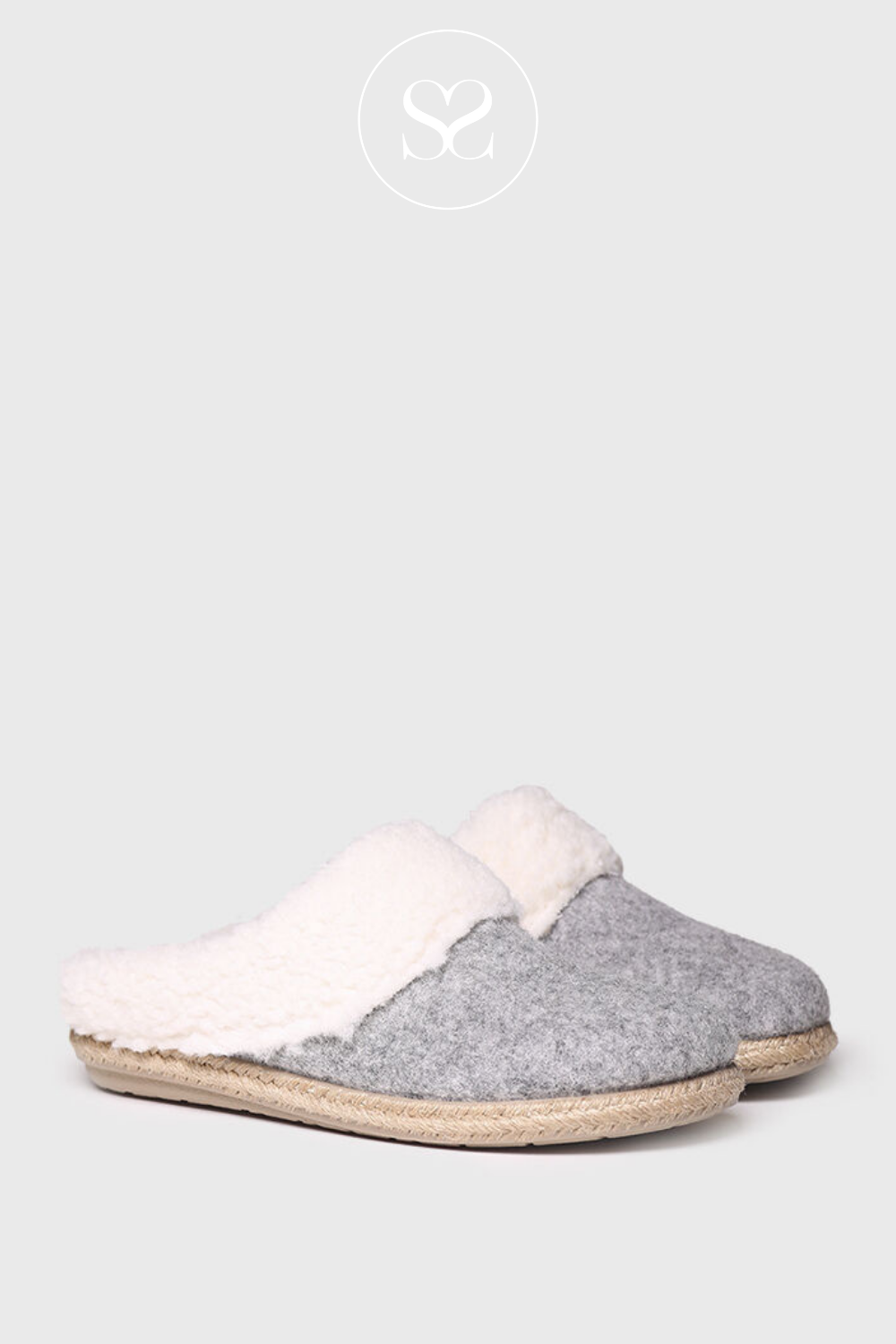 TONI PONS DELI BF GREY WOOL LOOK SLIPPER WITH FLEECE LINING