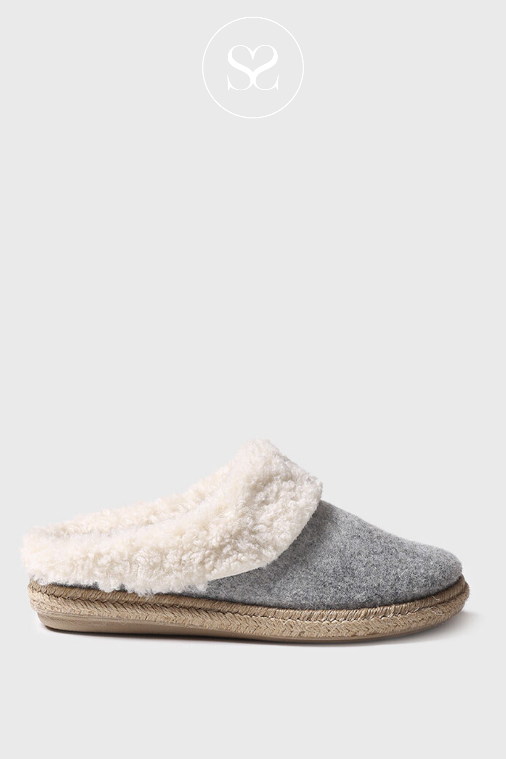 TONI PONS DELI BF GREY WOOL LOOK SLIPPER WITH FLEECE LINING