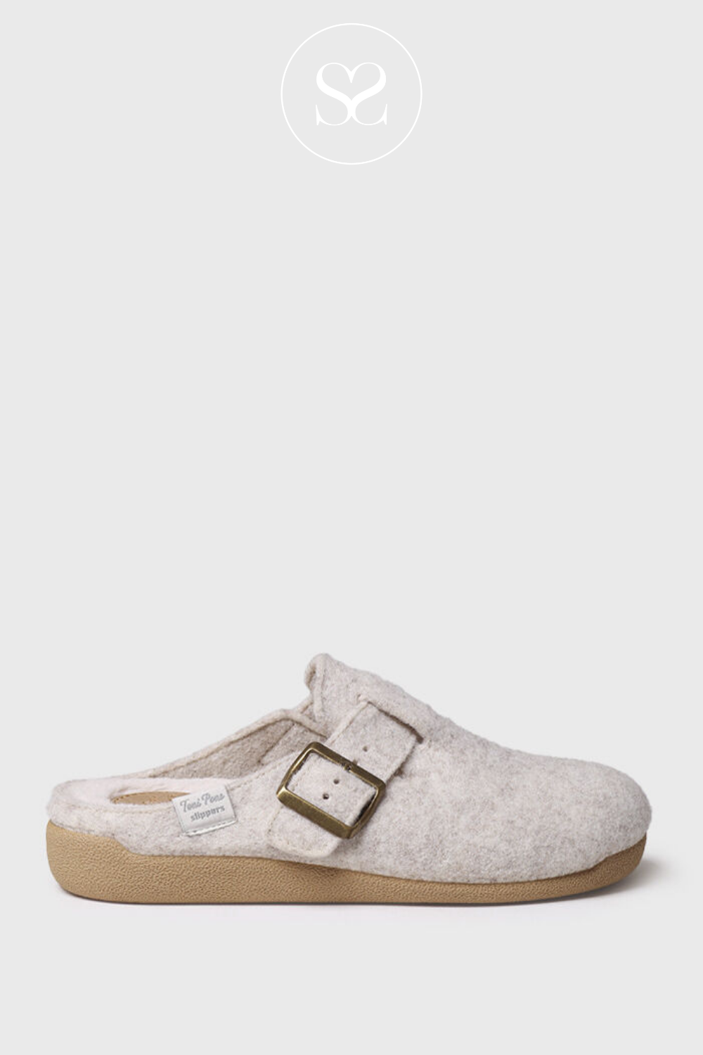 TONI PONS MIMA FP ECRU SLIPPERS WITH SIDE BUCKLE DETAIL AND FAUX FUR LINED