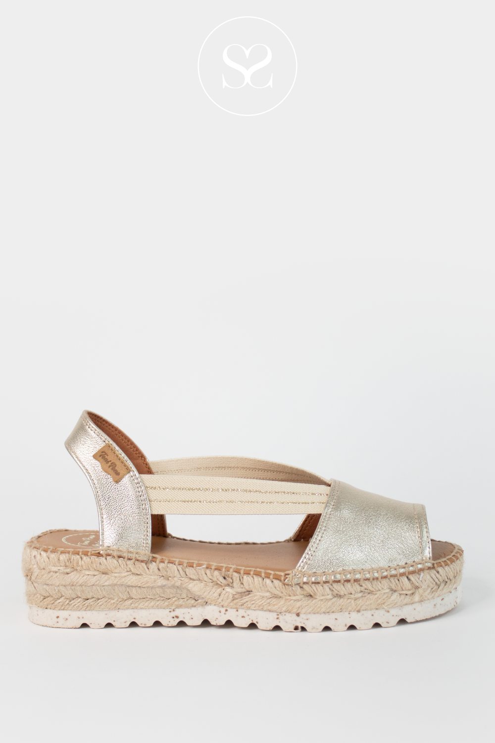 TONI PONS ESTEL GOLD LOW WEDGE ESPADRILLE SLINGBACK SANDAL